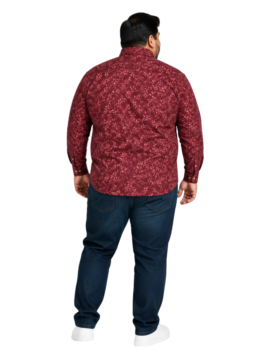 Camisa Hombre Diseño Roja Manga Larga Slim Fit