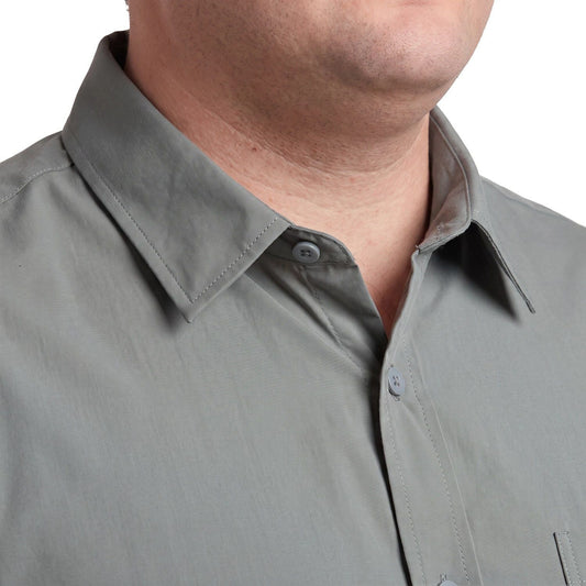 Camisa Hombre Guayabera Lisa Gris Oscuro