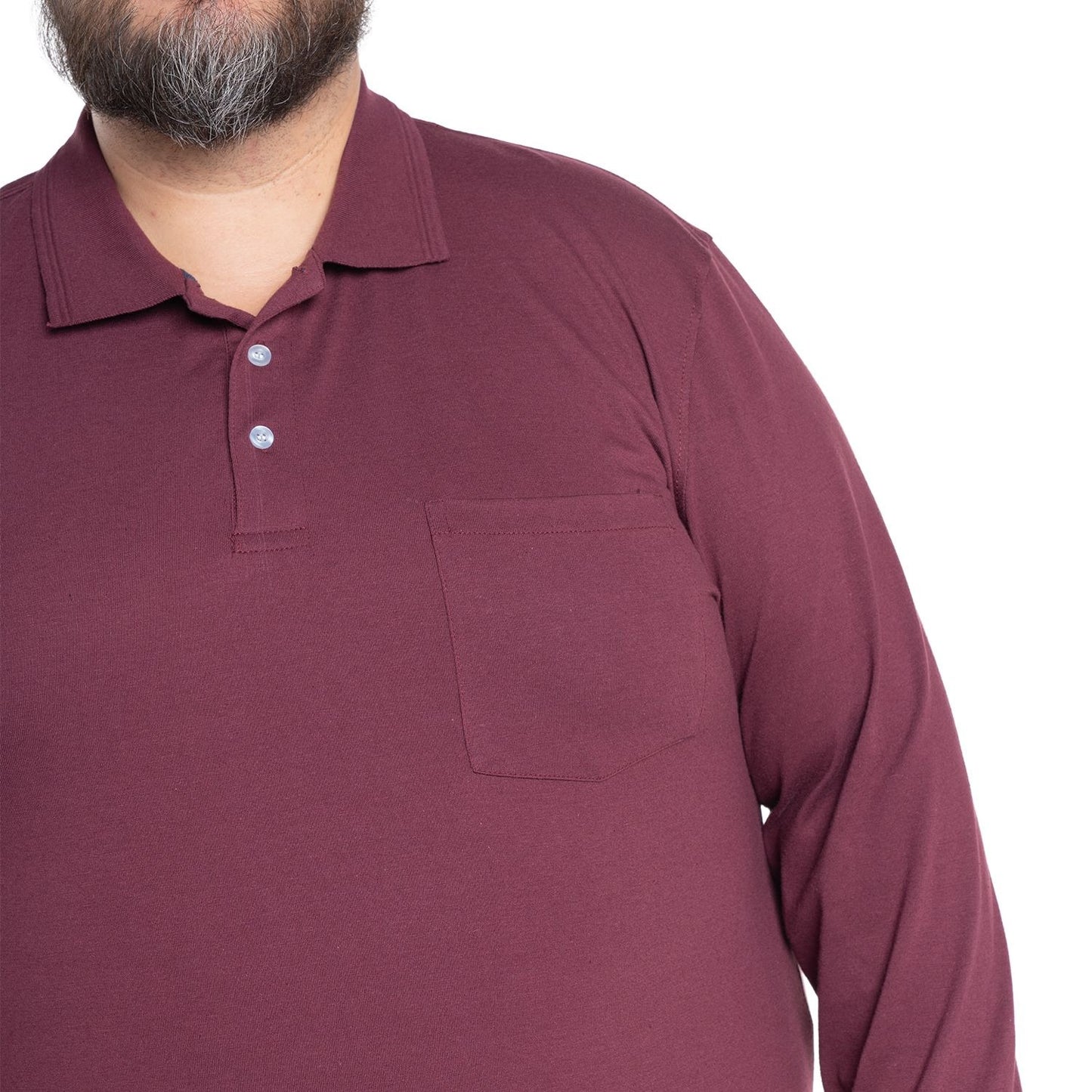 Polera Hombre Jersey Pique Manga Larga Cuello Polo Vino - Sensez