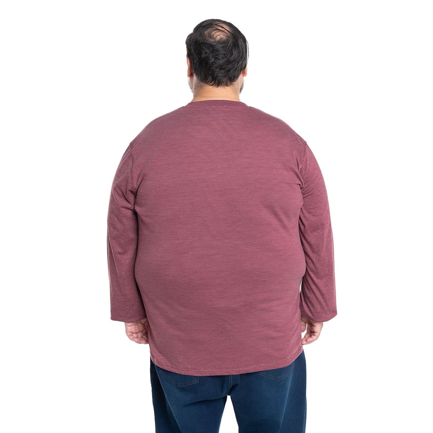 Polera Hombre Manga Larga Jersey Cuello Redondo con Botones Burdeo