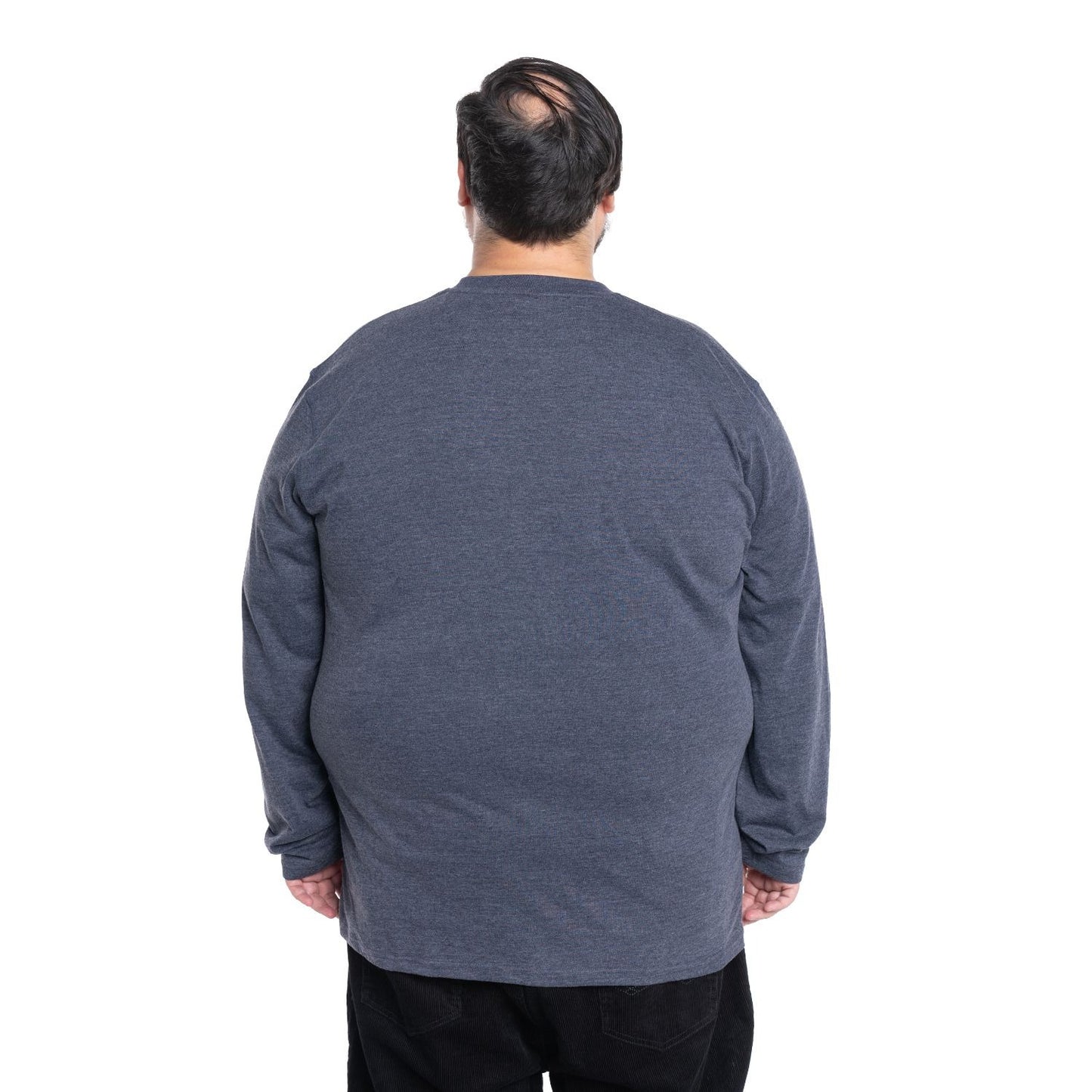 Polera Hombre Manga Larga Jersey Cuello Redondo con Botones Azul Marino