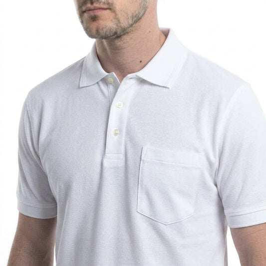 Polera Hombre Pique Lisa Blanca