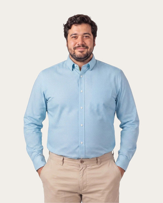 Camisa Hombre Fantasia Diseño Celeste Medio
