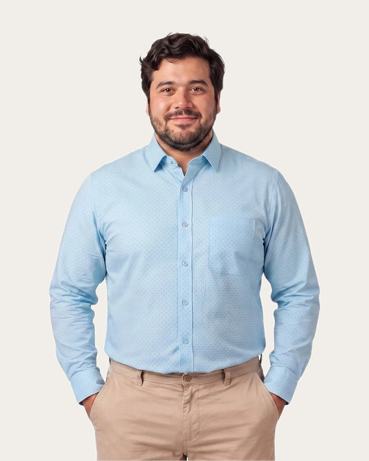 Camisa Hombre Fantasia Diseño Celeste Claro