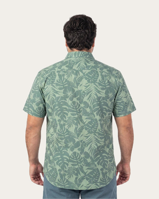 Camisa Hombre Guayabera Manga Corta Diseño Verde Pistacho