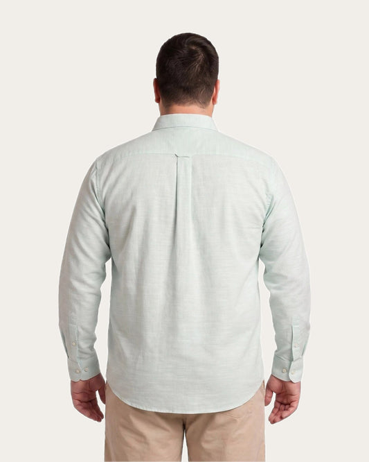Camisa Hombre Look Lino Manga Larga Verde Agua
