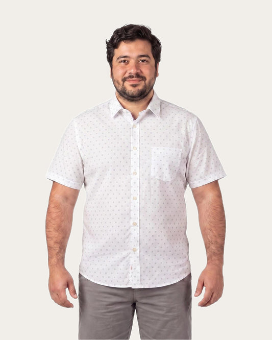 Camisa Hombre Manga Corta Blanca con Diseño KT