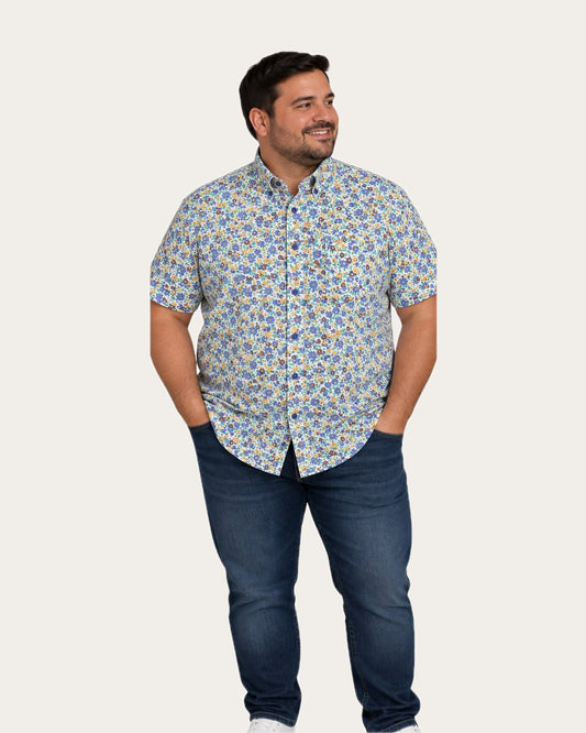 Camisa Hombre Manga Corta Diseño Flores SG