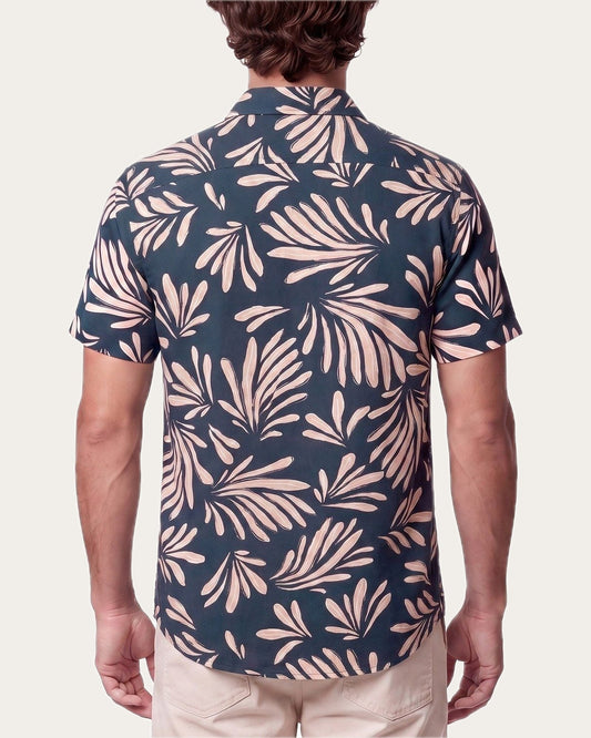 Camisa Hombre Manga Corta Viscosa Diseño Damasco
