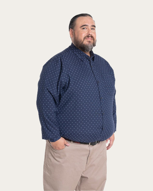 Camisa Hombre Manga larga Estampada Azul Marino Regular Fit KT