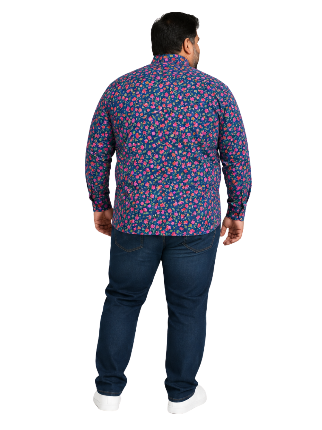 Camisa Hombre Diseño Flower Manga Larga Slim Fit