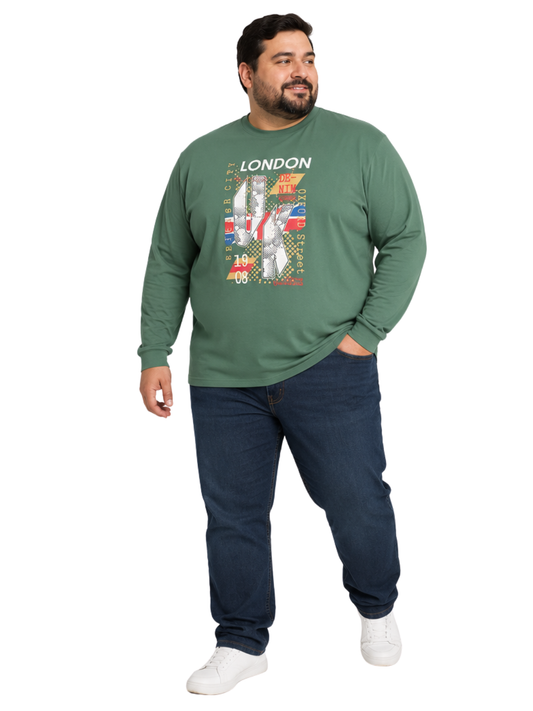 Polera Hombre Jersey Manga Larga Diseño Verde London