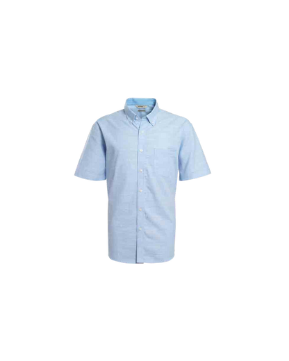 Camisa Hombre Look Lino Manga Corta Celeste