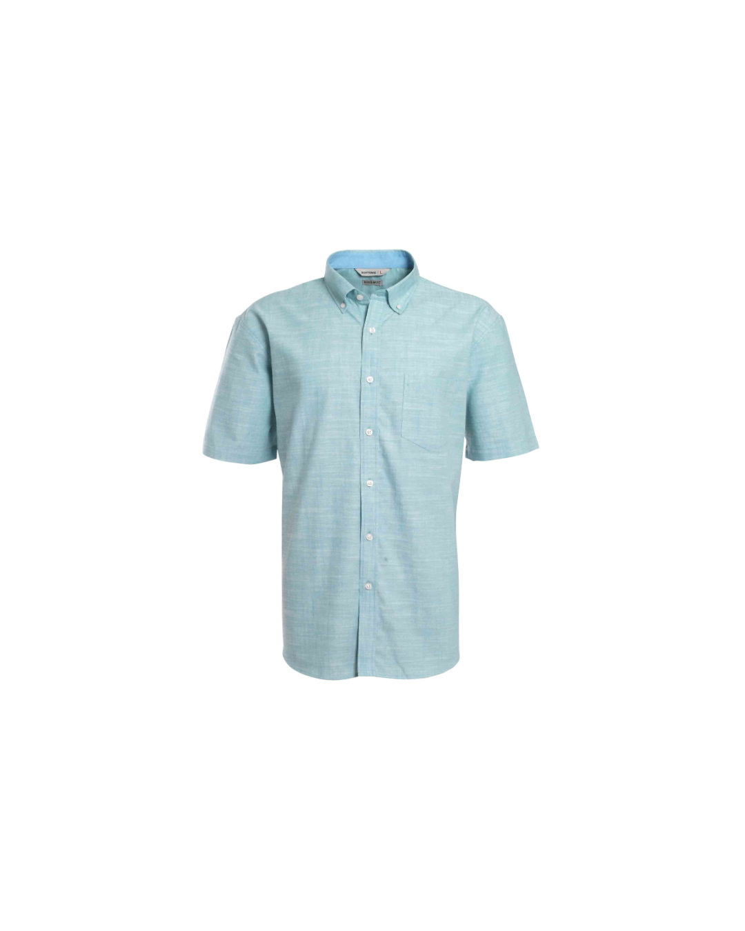 Camisa Hombre Look Lino Manga Corta Verde Agua