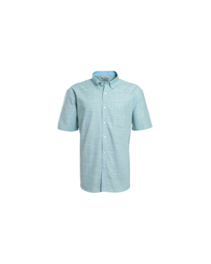 Camisa Hombre Look Lino Manga Corta Verde Agua