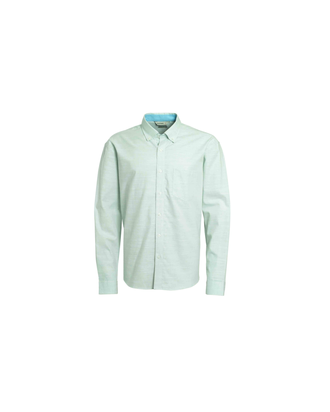 Camisa Hombre Look Lino  Manga Larga Verde Agua