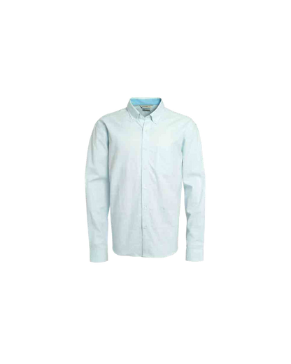 Camisa Hombre Look Lino  Manga Larga Celeste Claro