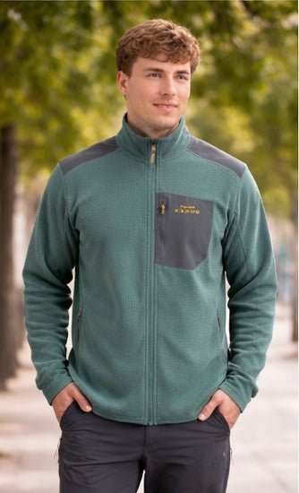Polar Hombre Cierre Completo Textura Waffle Verde Medio - Sensez