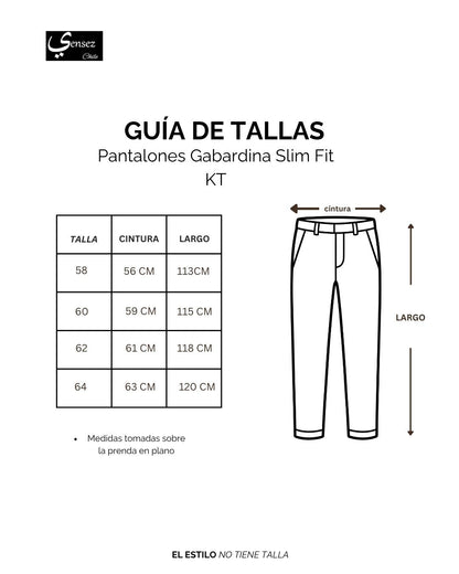 Pantalon Hombre Gabardina Slim Fit Azul Marino