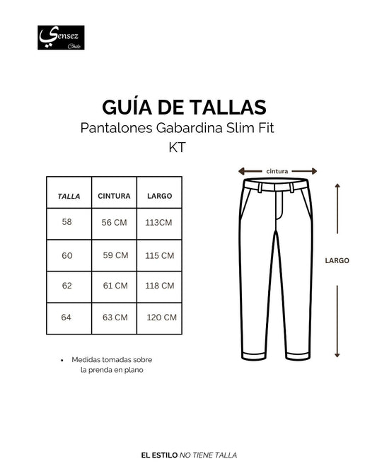 Pantalon Hombre Gabardina Slim Fit Beige Claro