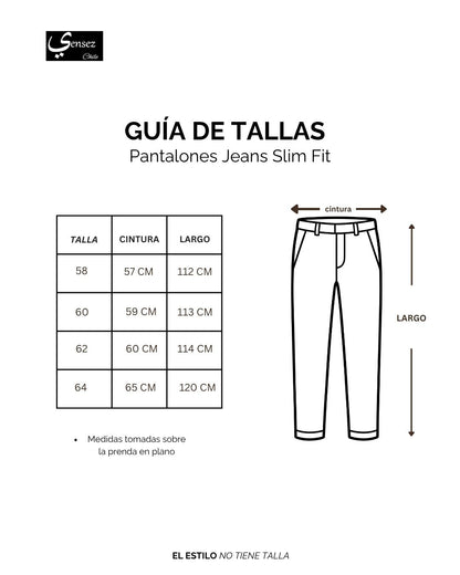 Jeans Pantalón Hombre Denim Spandex Slim Fit Azul KT