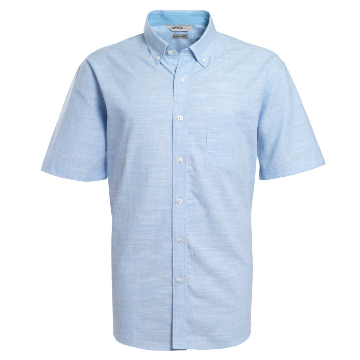 Camisa Hombre Look Lino Manga Corta Celeste