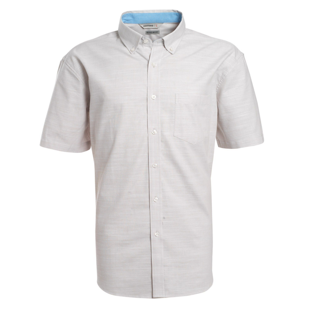Camisa Hombre Look Lino Manga Corta Beige Claro