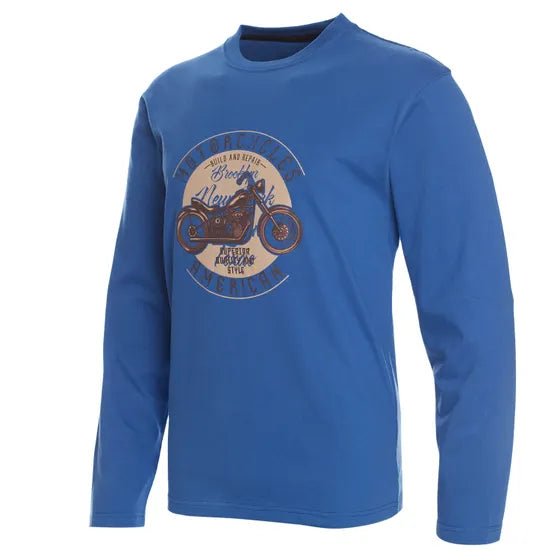 Polera Hombre Jersey Manga larga Azul Piedra con Diseño Moto - Sensez
