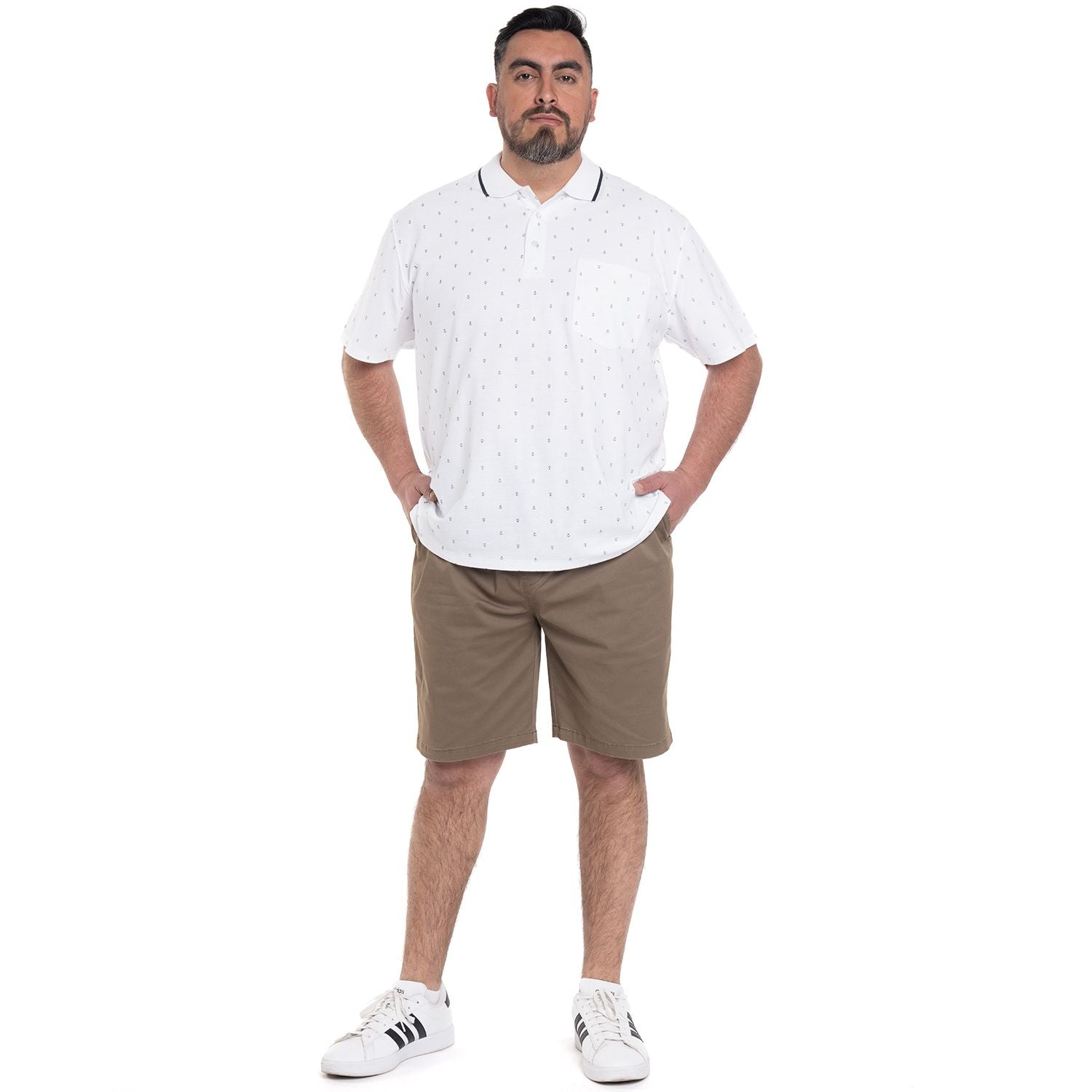 Polera Piqué Hombre Blanco con Diseño