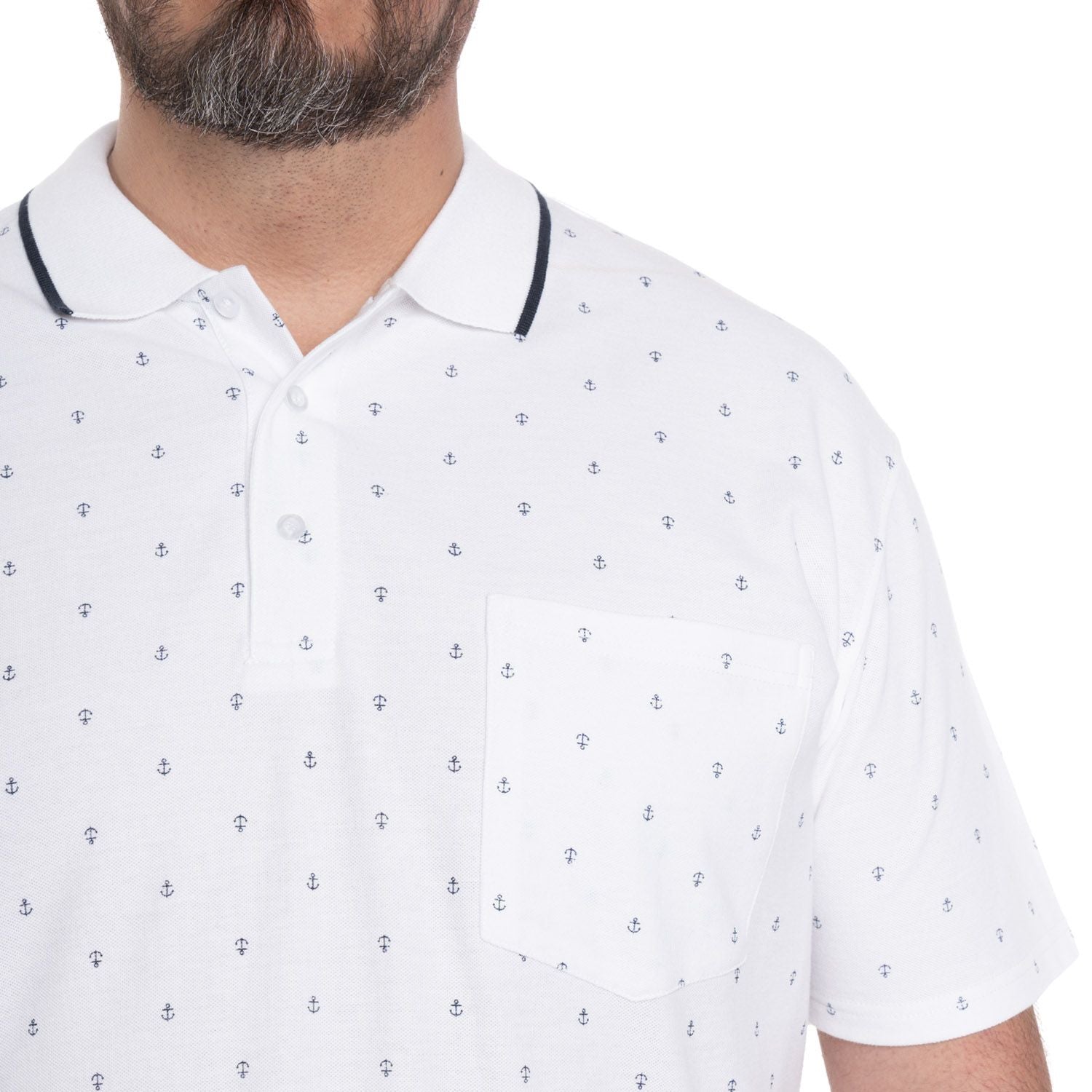 Polera Piqué Hombre Blanco con Diseño
