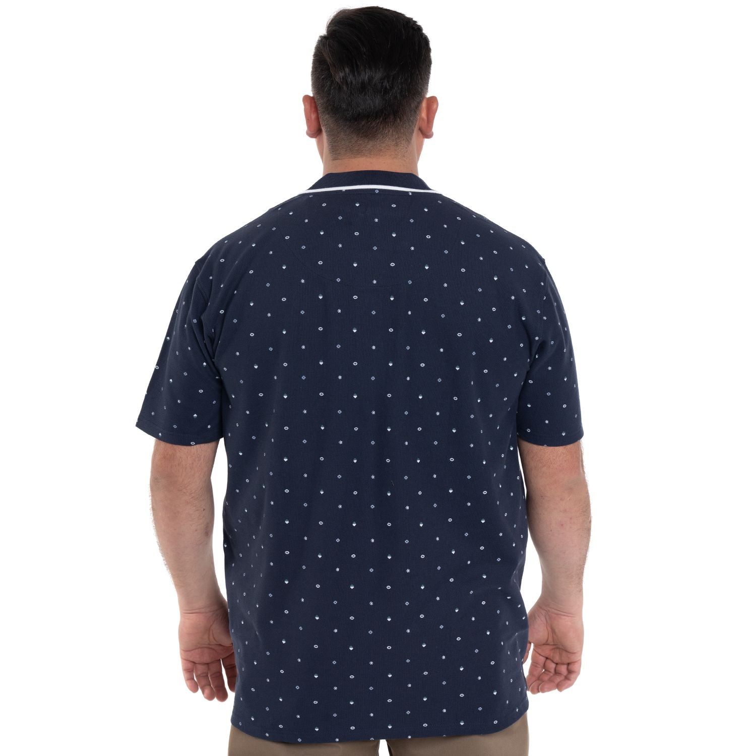 Polera Piqué Hombre Azul Marino con Diseño