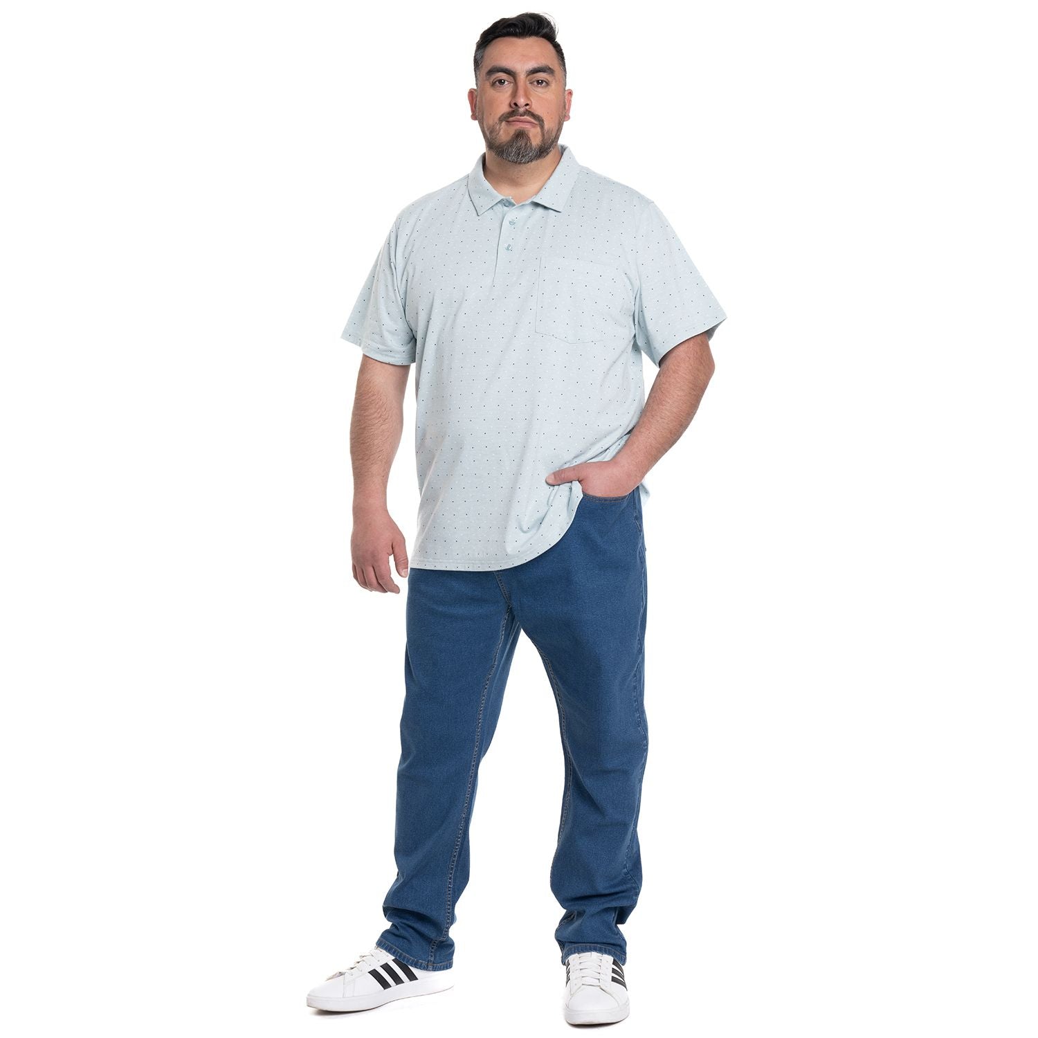 Polera Piqué Hombre Celeste con Diseño