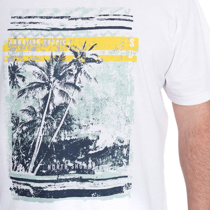 Polera Hombre Cuello Redondo Blanca con Estampado - Sensez