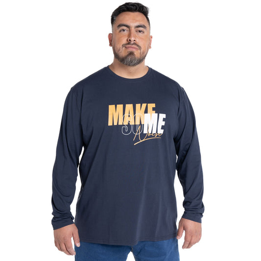 Polera Hombre Jersey Manga larga Azul con Diseño - Sensez