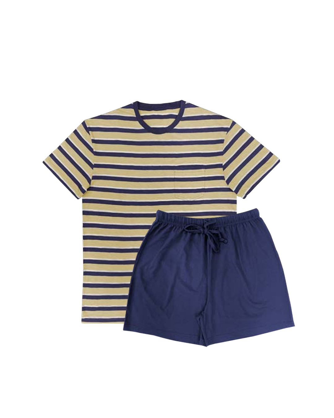 Pijama Hombre de Verano Amarillo Lineas Manga Corta SG