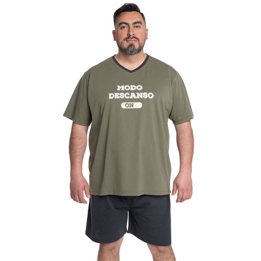 Pijama Hombre de Verano Verde Diseño Manga Corta KT - Sensez