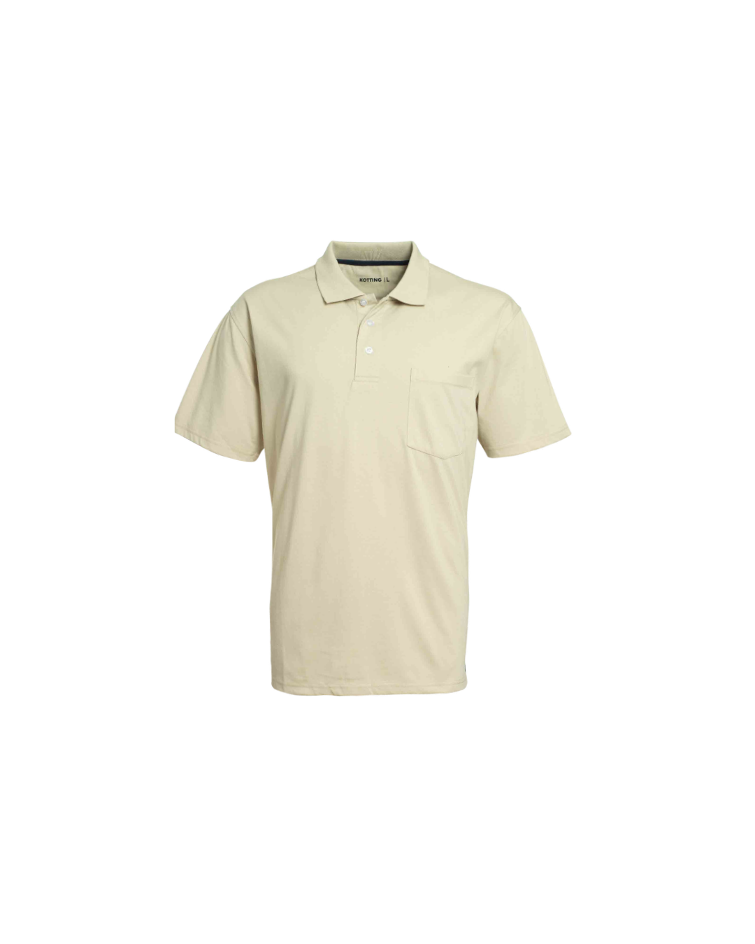 Polera Hombre Lisa Cuello Camisero Beige Claro