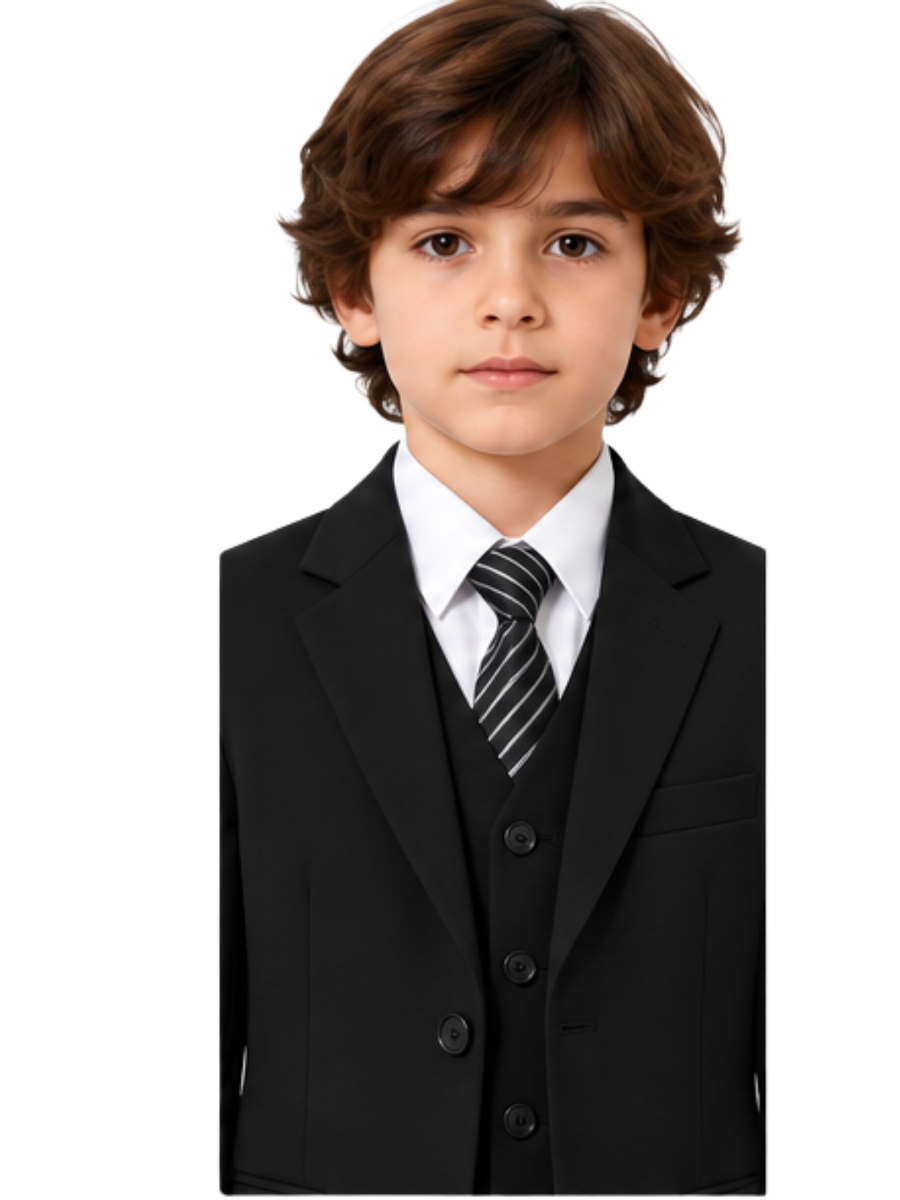 Traje de Niño 5 Piezas con Corbata Negro