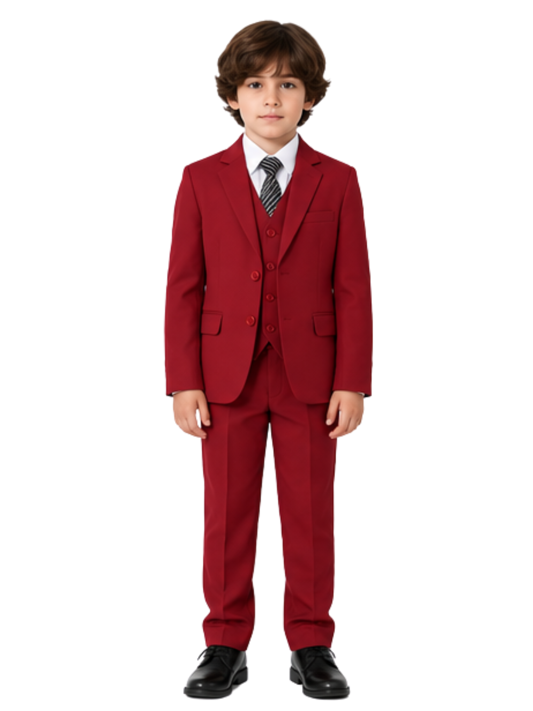 Traje de Niño 5 Piezas con Corbata Rojo