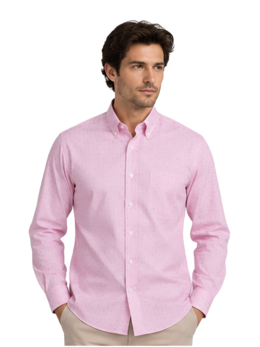 Camisa Hombre Alfaro Sport Rosado Sin Bolsillo