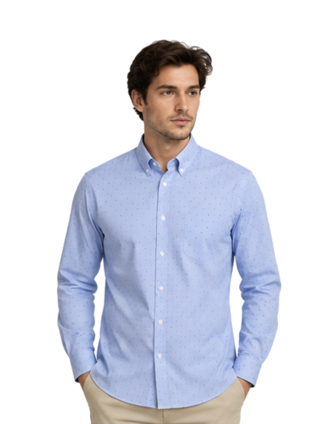 Camisa Hombre Silvino Azul Sport Con bolsillo