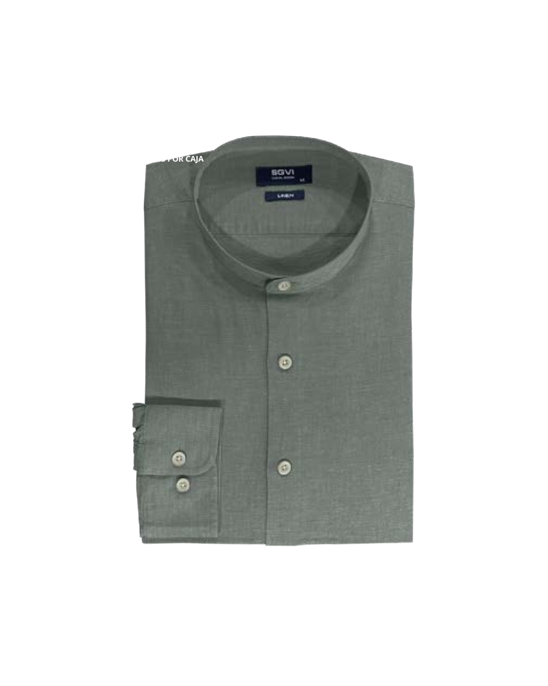 Camisa Hombre Lino Cuello Mao Verde SG