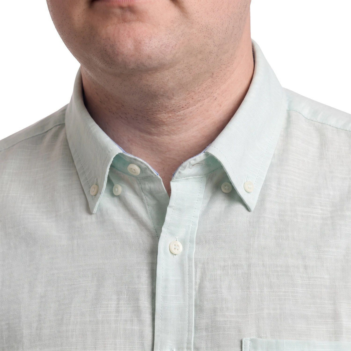 Camisa Hombre Look Lino  Manga Larga Verde Agua