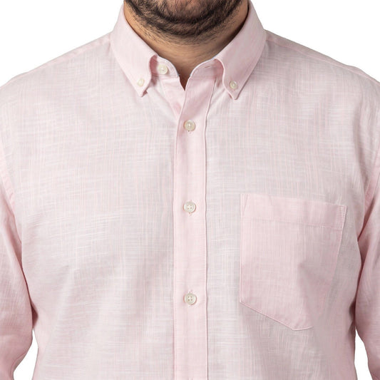 Camisa Hombre Look Lino  Manga Larga Rosado Claro