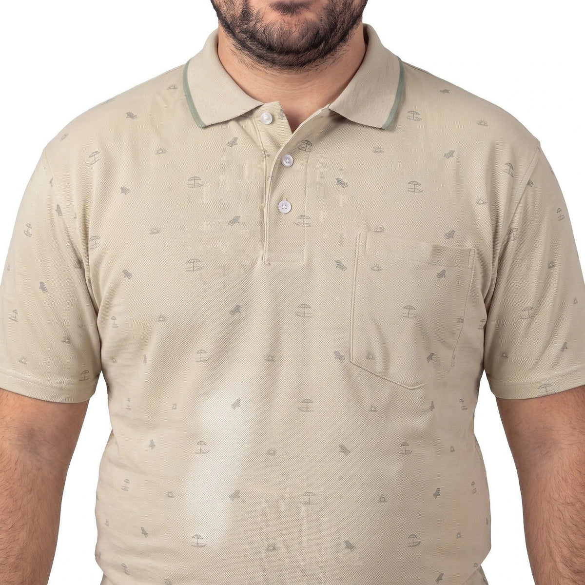 Polera Hombre Full Diseño Beige Claro