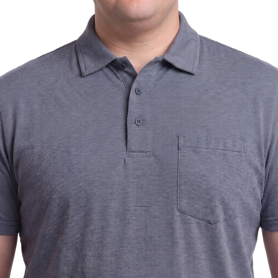 Polera Hombre Cuello Camisero Azul