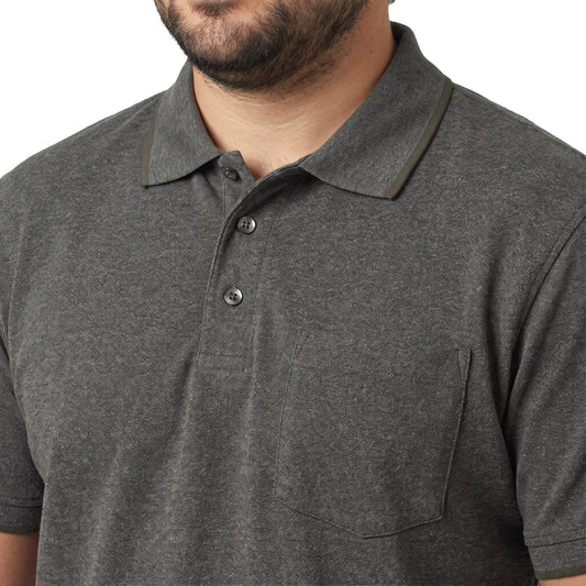 Polera Hombre Pique Melange Verde Musgo