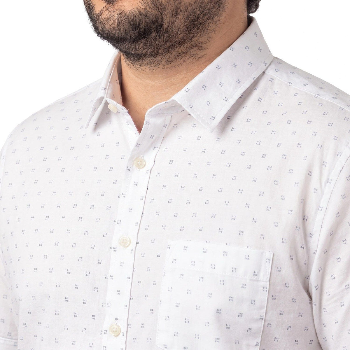 Camisa Hombre Manga Corta Blanca con Diseño KT