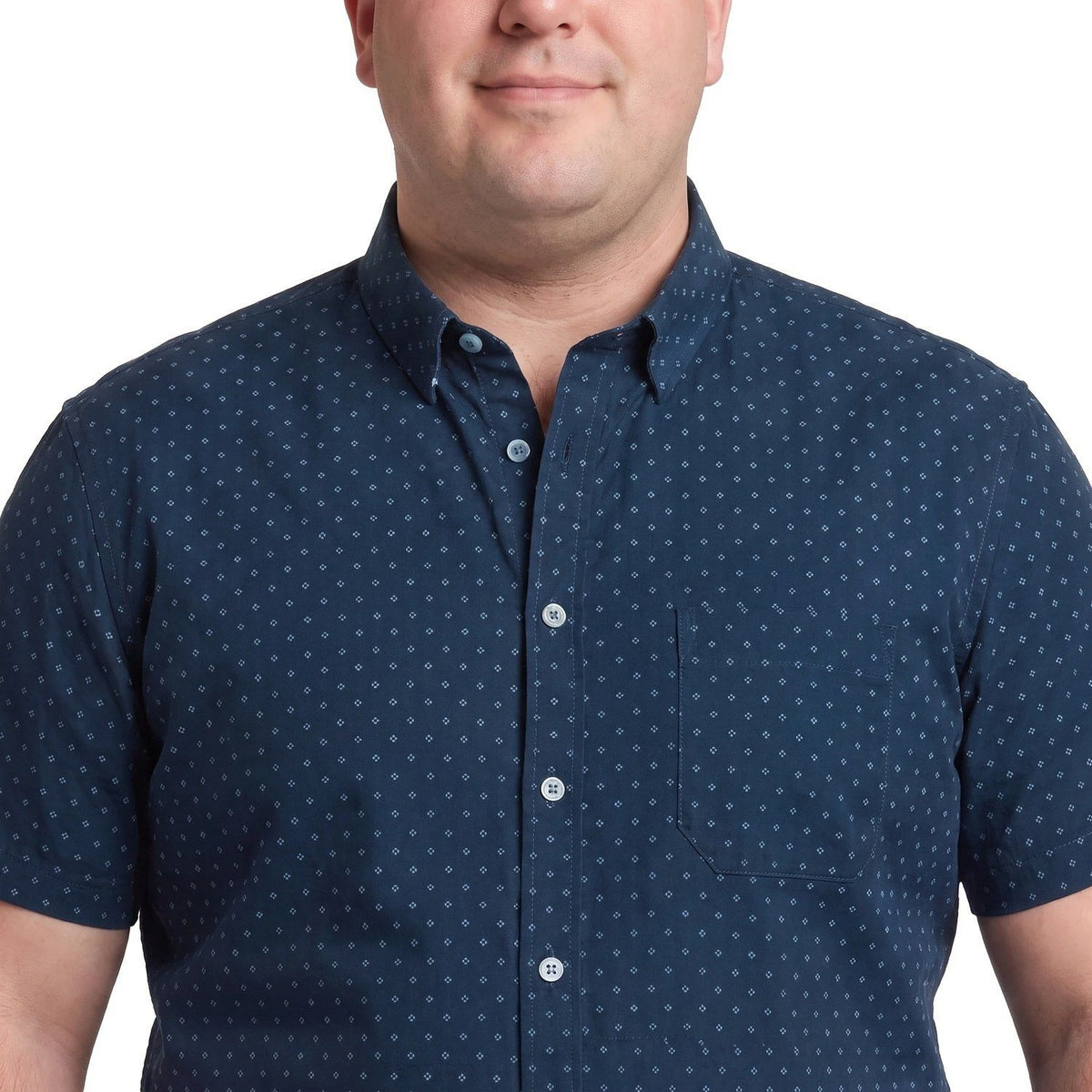 Camisa Hombre Manga Corta Azul Marino con Diseño KT
