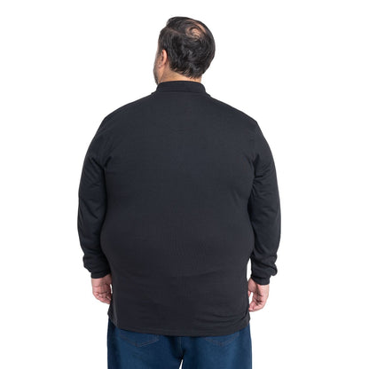 Polera Hombre Jersey Pique Manga Larga Cuello Polo Negro - Sensez